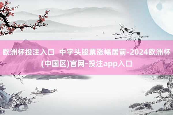 欧洲杯投注入口  中字头股票涨幅居前-2024欧洲杯(中国区