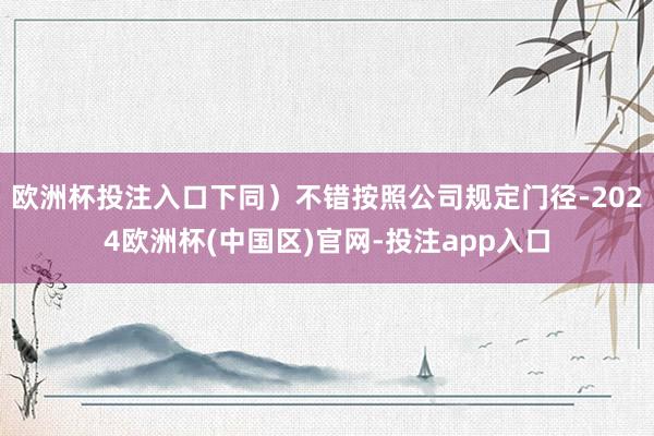 欧洲杯投注入口下同）不错按照公司规定门径-2024欧洲杯(中