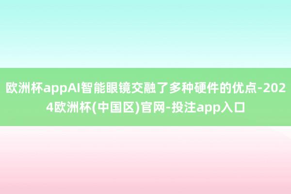 欧洲杯appAI智能眼镜交融了多种硬件的优点-2024欧洲杯(中国区)官网-投注app入口