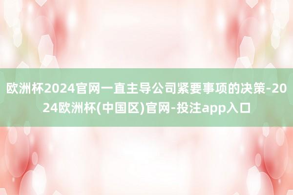 欧洲杯2024官网一直主导公司紧要事项的决策-2024欧洲杯
