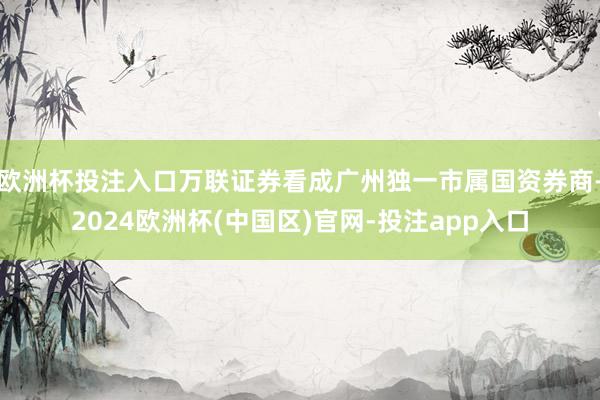 欧洲杯投注入口万联证券看成广州独一市属国资券商-2024欧洲