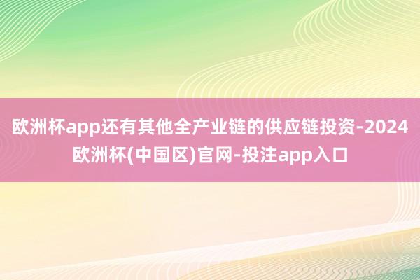 欧洲杯app还有其他全产业链的供应链投资-2024欧洲杯(中国区)官网-投注app入口