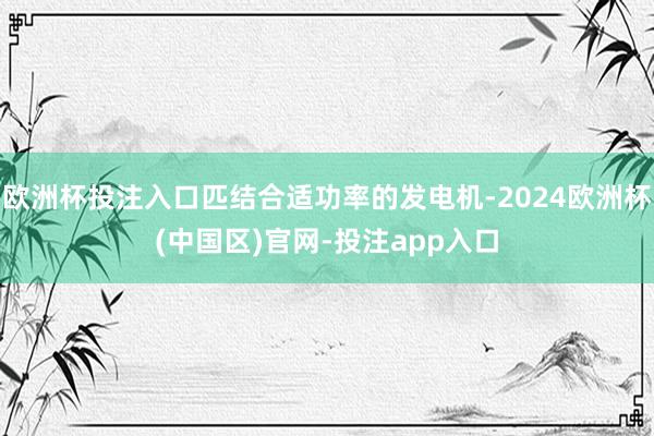 欧洲杯投注入口匹结合适功率的发电机-2024欧洲杯(中国区)