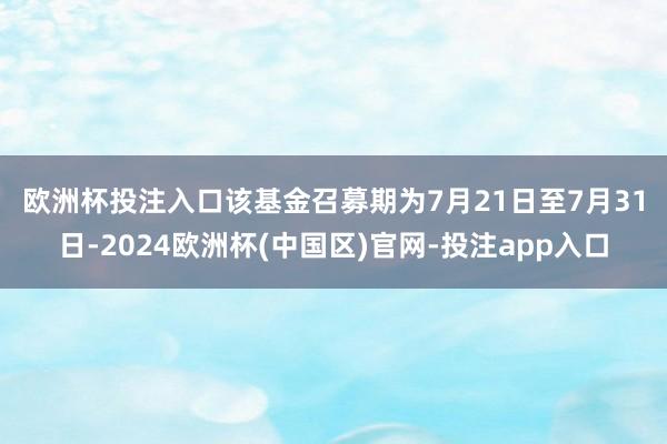 欧洲杯投注入口　　该基金召募期为7月21日至7月31日-2024欧洲杯(中国区)官网-投注app入口