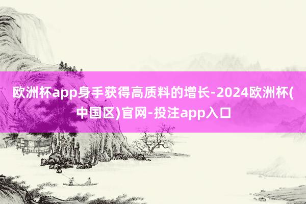 欧洲杯app身手获得高质料的增长-2024欧洲杯(中国区)官
