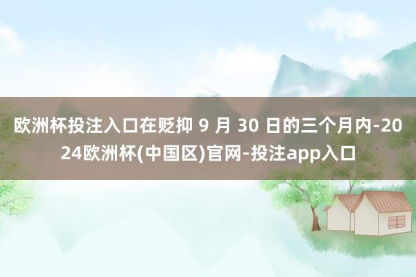 欧洲杯投注入口在贬抑 9 月 30 日的三个月内-2024欧