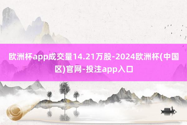 欧洲杯app成交量14.21万股-2024欧洲杯(中国区)官