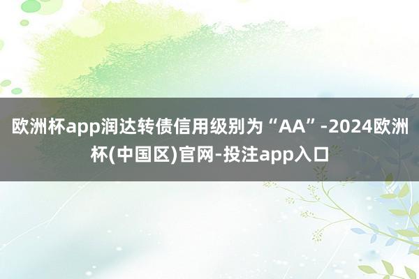 欧洲杯app润达转债信用级别为“AA”-2024欧洲杯(中国