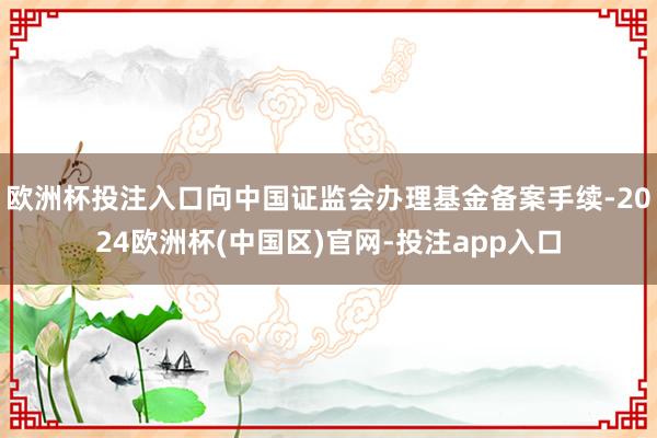 欧洲杯投注入口向中国证监会办理基金备案手续-2024欧洲杯(